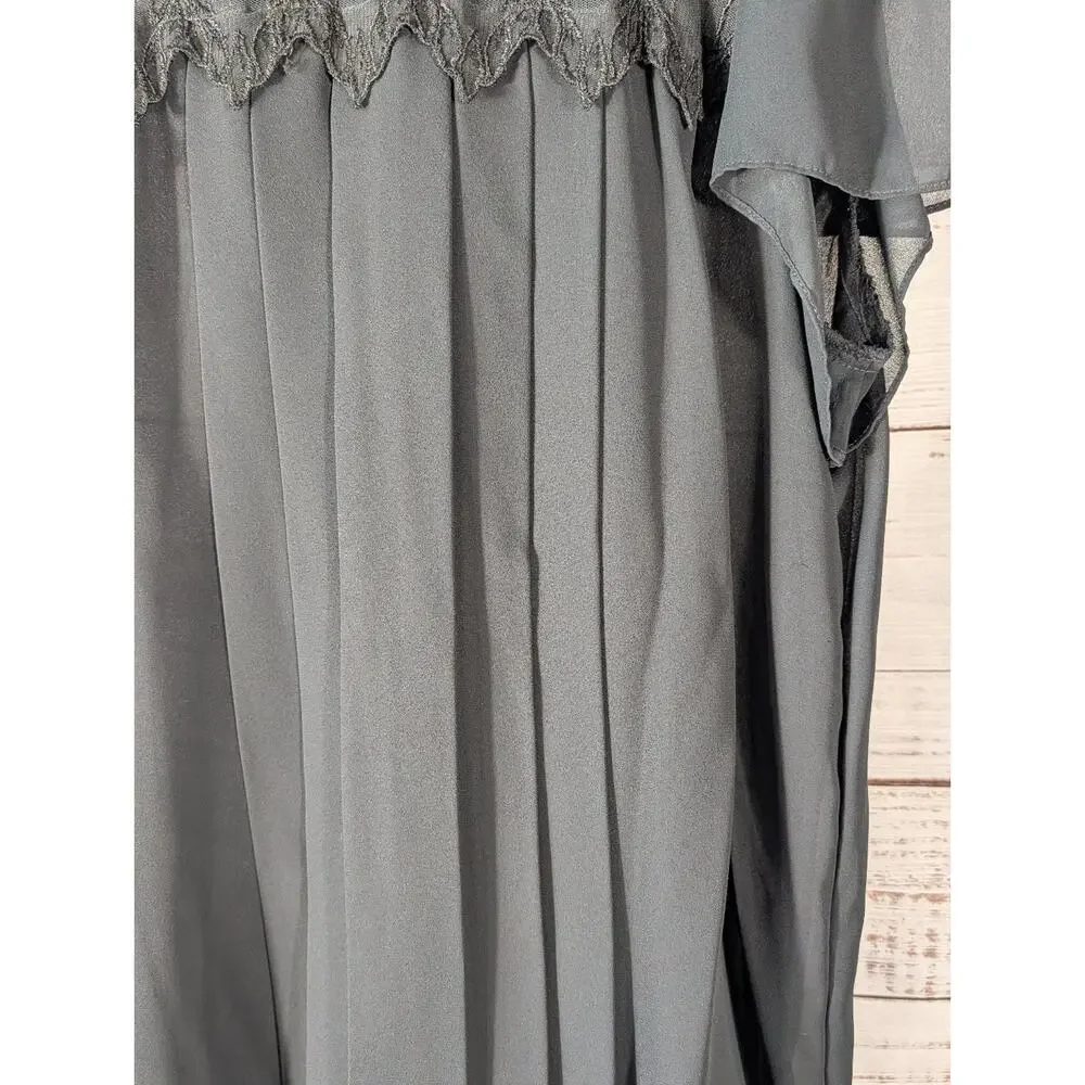 Vintage Diamonds Run Dress Medium Black Sheer Lace Drop Waist Goth Flapper LBD